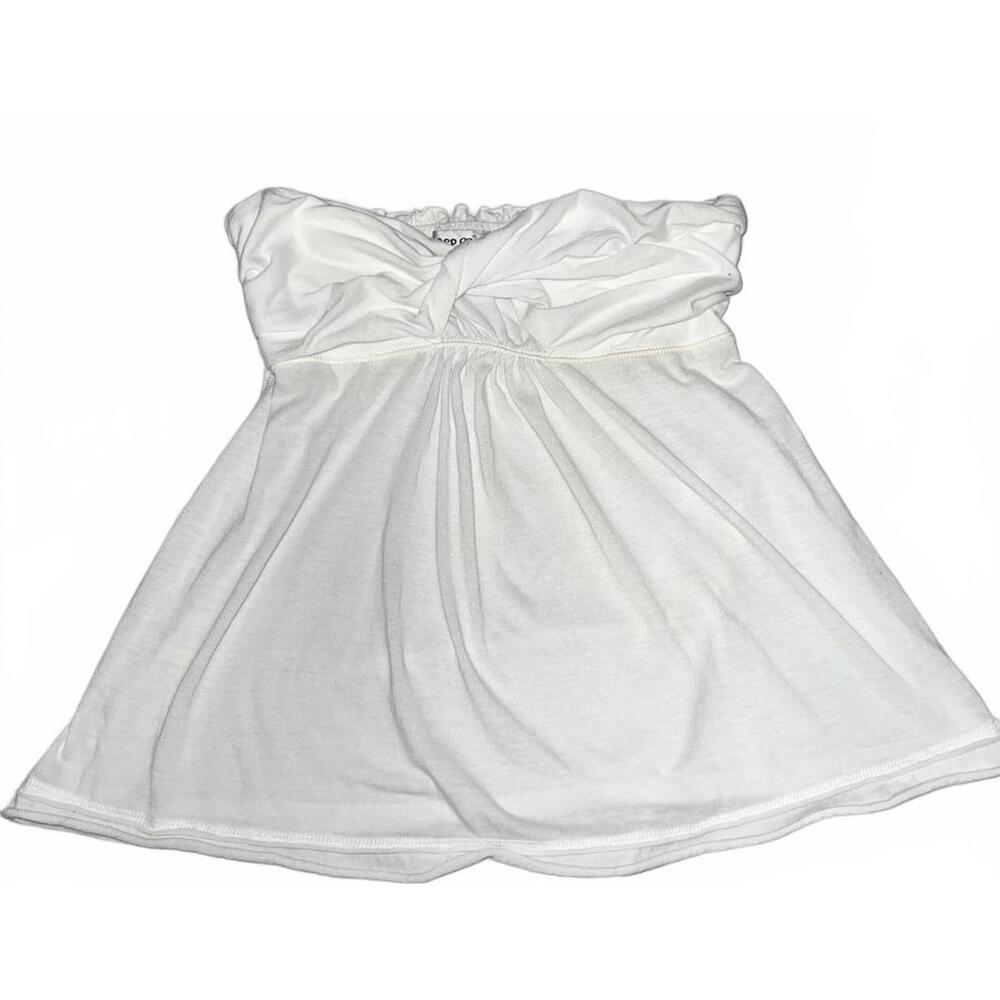 Red Paint White Strapless Summer Dress Large Vintage